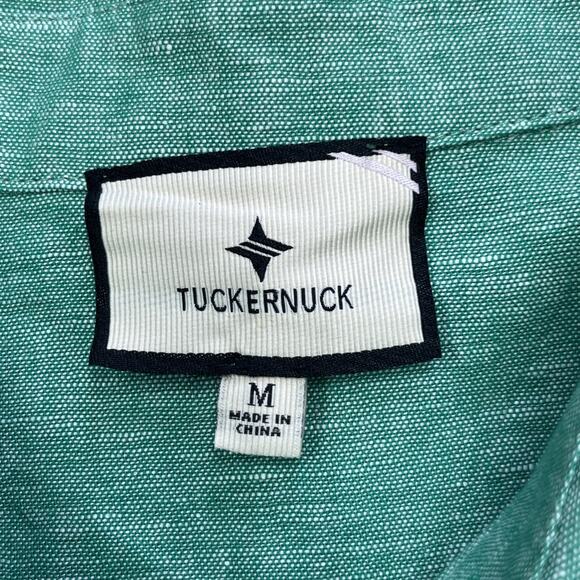 Tuckernuck Sea Green Callahan Mini Shirt Dress Linen Blend Medium Ruffle Preppy - Picture 3 of 13